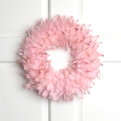 NORTHLIGHT Glittered Feathers Christmas Wreath - 14.5" - Unlit - In Pink