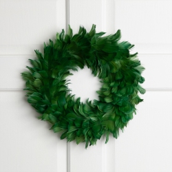 NORTHLIGHT Wispy Feather Christmas Wreath - 14.5" - Unlit - In Green