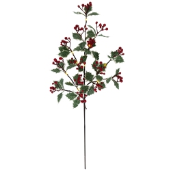 NORTHLIGHT Lighted Holly Berry Christmas Pine Spray - 29" - Warm In White