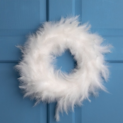 NORTHLIGHT Wispy Feather Christmas Wreath - 14.5" - Unlit - Winter In White