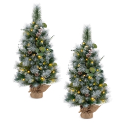 COSTWAY 2 PCs 3 Ft Artificial Christmas Tree With 98 Branch Tips Pine Needles Leaves