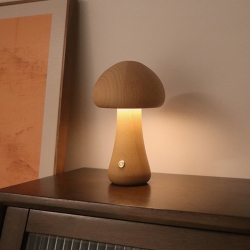 YOULIGHTS Mushroom Light, Rechargeable Portable Night Light, Cordless Wooden Night Light, Mushroom Decorative Light Suitable for Dining Room, Living