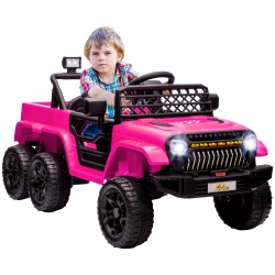 QABA 12V 7Ah Electric Car for Kids, 4Wd/2Wd Ride On Car W/ Remote Control, Spring Suspensions, Back Trailer, Battery Display, Light Music Soft