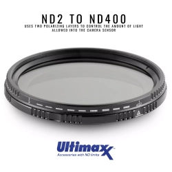 ULTIMAXX 72MM Variable Neutral Density Twisting Multi-Coated Filter Nd2-Nd400