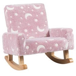 COSTWAY Kids Rocking Chair Upholstered Flannel Children Rocker With Comfy Backrest