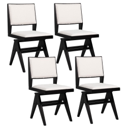 COSTWAY Mid Century Modern Dining Chairs Set Of 4 Faux Sherpa Upholstered Dinner Chairs