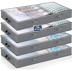 LIVEARTY (TM) 4 Pack Clothes Storage Bins Foldable Closet Organizer Storage Containers With Durable Handles Thick Fabric