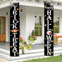 PRIME MADE Halloween Decorations Outdoor Trick Or Treat Happy Halloween Banner Porch Sign Decor Halloween Door Decorations for Indoor Outdoor Wall