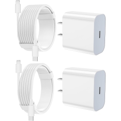 FEEL2NICE Iphone Charger Apple Charger, [Apple Mfi Certified]2 Pack Apple Type C Wall Charger Block \w 2 Pack [6Ft&10Ft] Long USB C to Lightning Cable