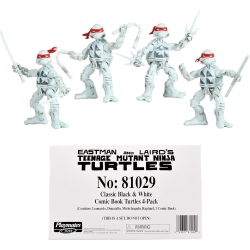TMNT Teenage Mutant Ninja Turtles 4 Inch Action Figure 4-Pack Box Set - Ninja Turtles Black And Comic Book Figures In White