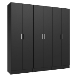 MADESA Garage Set 3 Pantry Storage Cabinet With 5 Utility Shelves 23"l Wooden Organization Unit for Garage - In Black