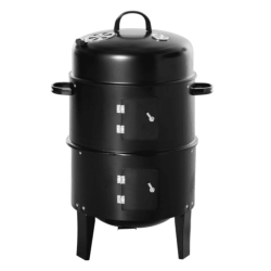 TOPTENG Vertical Charcoal Bbq Smoker, 3-In-1 16" Round Charcoal Barbecue Grill \w 2 Cooking Area, And Thermometer for Outdoor Camping Picnic