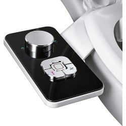 SAMODRA Bidet Attachment - Non-Electric Cold Water Bidet Toilet Seat Attachment \w Pressure Controls, Retractable Self-Cleaning Dual Nozzles For