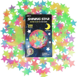MEHIAZ The Dark Stars Stickers for Ceiling, Adhesive 200PCs 3D Glowing Stars And Moon for Kids Bedroom, Luminous Stars Stickers Create A Realistic