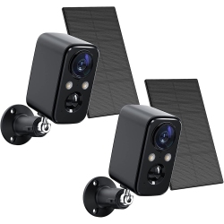 FOAOOD Wireless Outdoor Solar Security Camera - Camera- Black- Pack Of 2