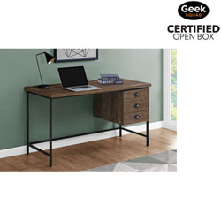 Open Box - Monarch Contemporary Computer Desk with Drawers - Brown/Black