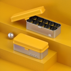 KODAK 120/135 Film Case - for 8 Rolls Of 120 Films / 10 Rolls Of 35MM Films - Retro Steel Case to Sort & Safeguard Film (Yellow) (Film Is Not