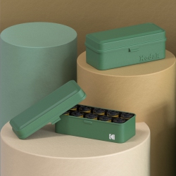 KOAK Kodak 120/135 Film Case - for 8 Rolls Of 120 Films / 10 Rolls Of 35MM Films - Retro Steel Case to Sort & Safeguard Film (Olive) (Film Is Not
