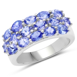 QJ 2.72 Ct. Genuine Tanzanite .925 Sterling Ring In Silver