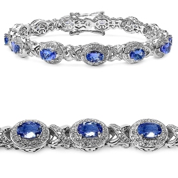 QJ 5.72 Carat Genuine Tanzanite Sterling Bracelet In Silver