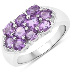 QJ 1.60 Ct Genuine Amethyst .925 Sterling Ring In Silver