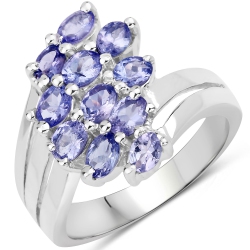 QJ 1.87 Ct Genuine Tanzanite .925 Sterling Ring In Silver