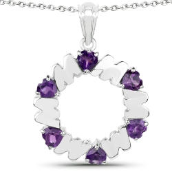 QJ 2.70 Carat Genuine Amethyst .925 Sterling Pendant In Silver