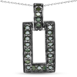 QJ 0.36 Carat Genuine Diamond .925 Sterling Silver Pendant In Green