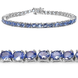 QJ 8.80 Carat Genuine Tanzanite .925 Sterling Bracelet In Silver