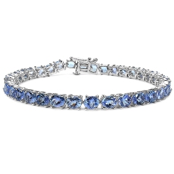 QJ 11.88 Carat Genuine Tanzanite .925 Sterling Bracelet In Silver