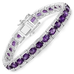 QJ 12.18 Carat Genuine Amethyst .925 Sterling Bracelet In Silver