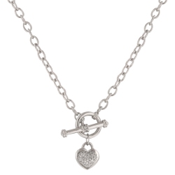 JGI Toggle Pave Heart Necklace In Multicolor