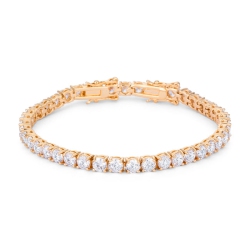 JGI 17.6 Ct Plated Tennis Bracelet With Shimmering Round Cz In Gold