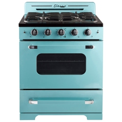 CLASSIC RETRO Unique 30" 3.9 Cu. Ft. Fan Convection Freestanding Gas Range (Ugp-30Cr) - Ocean Mist In Turquoise