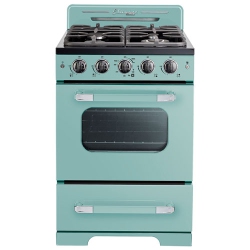 CLASSIC RETRO Unique 24" 2.9 Cu. Ft. Fan Convection Freestanding Gas Range (Ugp-24Cr) - Ocean In Turquoise