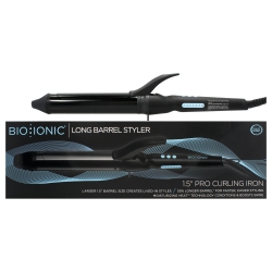 BIO IONIC Long Barrel Styler - By for Women - 1.5 Inch Curling Iron In Black