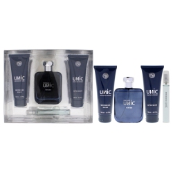 NEW BRAND Unic By for Men - 4 PC Gift Set 3.3OZ Edt Spray, 0.5OZ Edt Spray, 4.3OZ Shower Gel, 4.3OZ After Shave