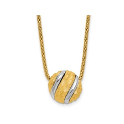 GEM AND HARMONY 14K Gold Textured Circle Ball Pendant Necklace With Chain (17 Inches) In Yellow