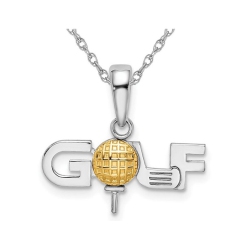GEM AND HARMONY Sterling Polished Golf Tee Charm Pendant Necklace With Chain In Silver