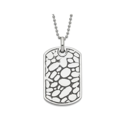 GEM AND HARMONY Mens Stainless Steel Pebble Dog Tag Pendant Necklace With Chain In Multicolor