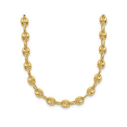 GEM AND HARMONY 14K Gold Polished Puffed Mariner Link Necklace (18 Inches) In Yellow