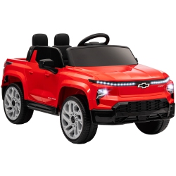 QABA 12V Electric Car for Kids, Chevrolet Silverado Licensed Ride On Car \w Back Storage, Remote, Spring Suspensions, Soft Start, Convenient