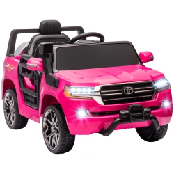 QABA 12V Electric Car for Kids, Toyota Land Cruiser Licensed Kids Car \w Parent Remote Control, Four Wheel Spring Suspension, Soft Start, Led Light