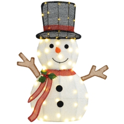 OUTSUNNY Lighted Snowman Christmas Decoration, 2.5Ft Light Up Christmas Snowman With 56 Led Lights, Stakes, Zip Ties for Indoor, Outdoor, Yard, Lawn