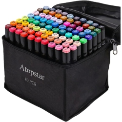ATOPSTAR 80 Colors Alcohol Markers Artist Drawing Art Markers Dual Tip Markers for Adult Coloring Painting Supplies Perfect for Adult Students