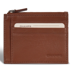 CHAMPS Onyx Collection - Leather Zip Card Case In Multicolor