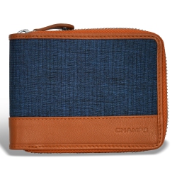 CHAMPS Denim Collection - Leather Zip Around Wallet In Multicolor