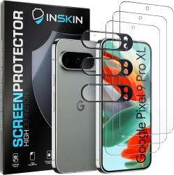 INSKIN Screen Protector for Google Pixel 9 Pro Xl (6.9 Inch, 2024) – 3-Pack Tempered Glass for Screen & 3-Pack for Camera Lens, Fingerprint Id