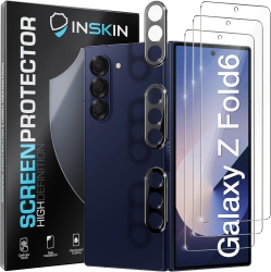 INSKIN Screen Protector for Samsung Galaxy Z Fold 6 (7.6 Inch, 2024) - Tempered Glass, 3X for Outer Screen & 3X for Camera Lens, Plasma Coating