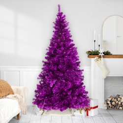 NORTHLIGHT Artificial Tinsel Christmas Tree - 7' - - Unlit In Purple